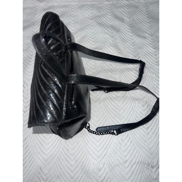 Victoria’s Secret Bundle Shiny Black Backpack NWOT & Beige Perforated Wristlet main image 6